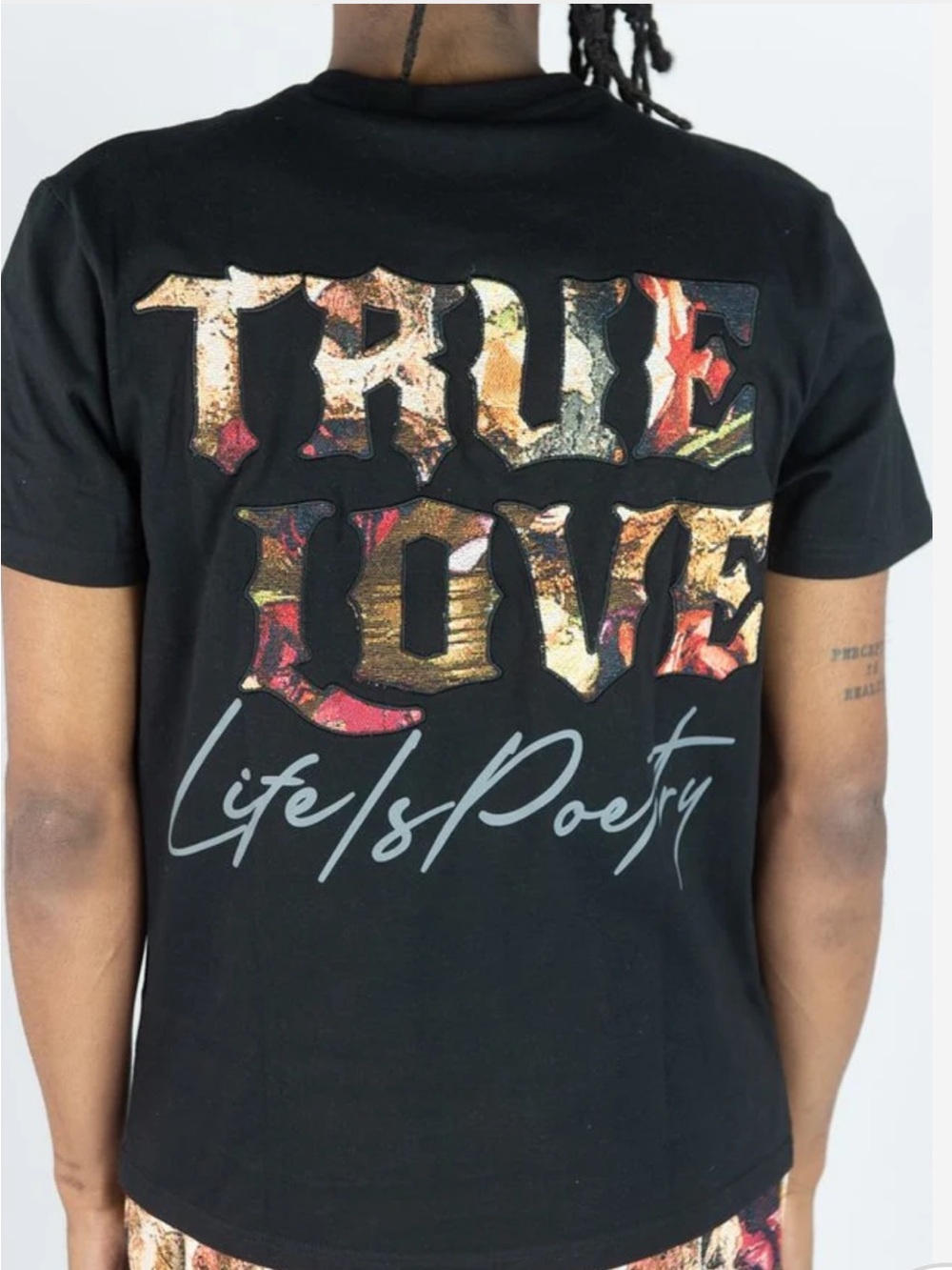 Rebel minds True Love Life Is Poetry Black Graphic Tee